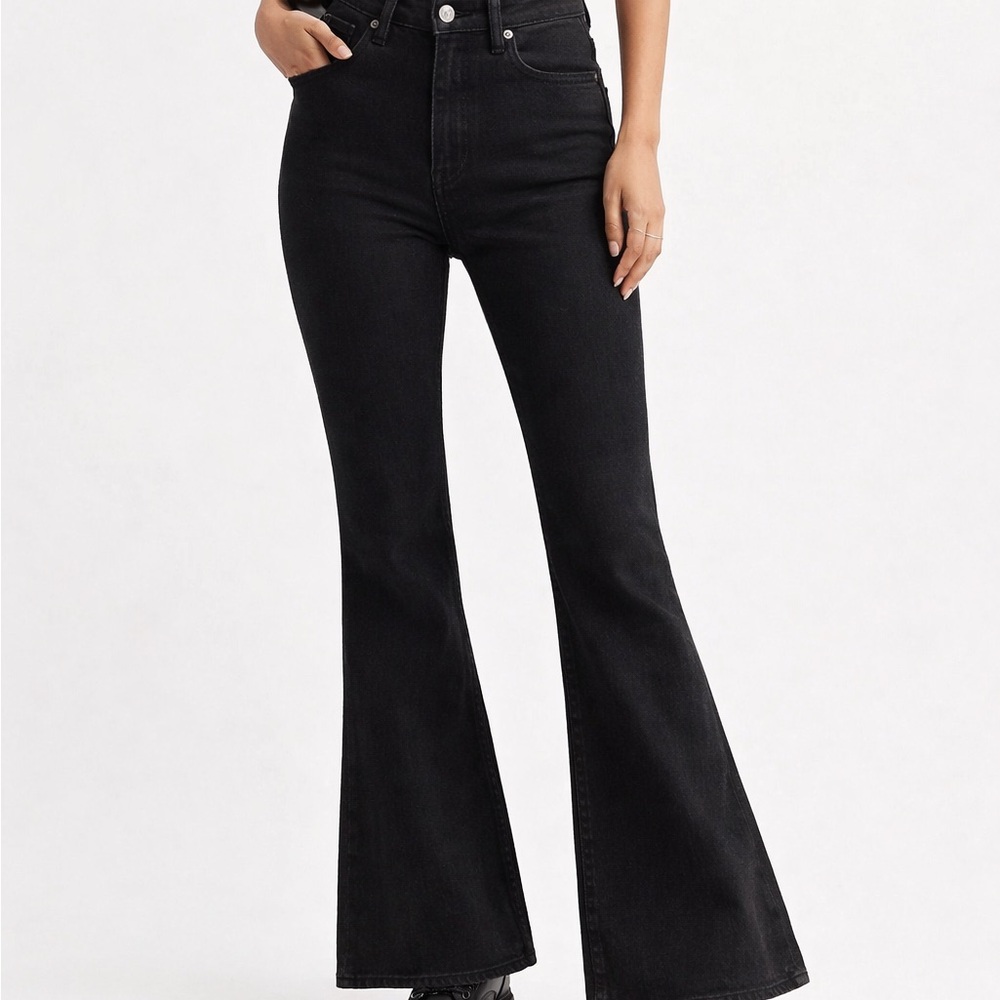 Hollister High-Rise Flare Jeans Black Women's W25 L33 Y2K Festival Retro‎